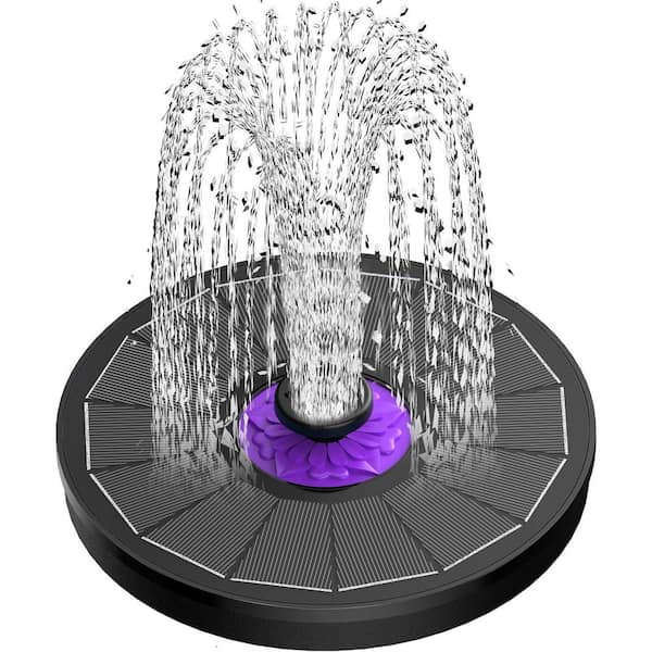 Solar Powered Water Fountain Pump w/ Upgraded Glass Panel for Bird Bath Garden, Pond Pool 7 Nozzles and 4 Fixers, Black