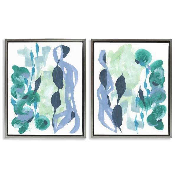 Fluid Wavy Shapes by June Erica Vess 2-Pieces Gray Floater Frame Abstract Graphic Art Print 21 in. x 17 in.