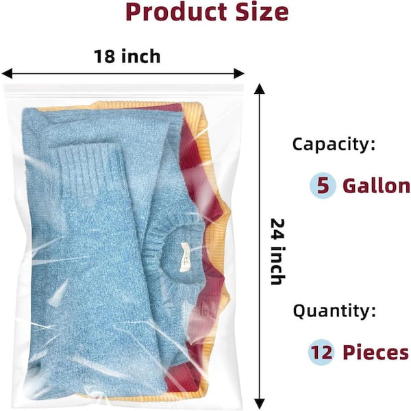N/A Large Plastic Zipper Storage Bags 18 x 24 Clear