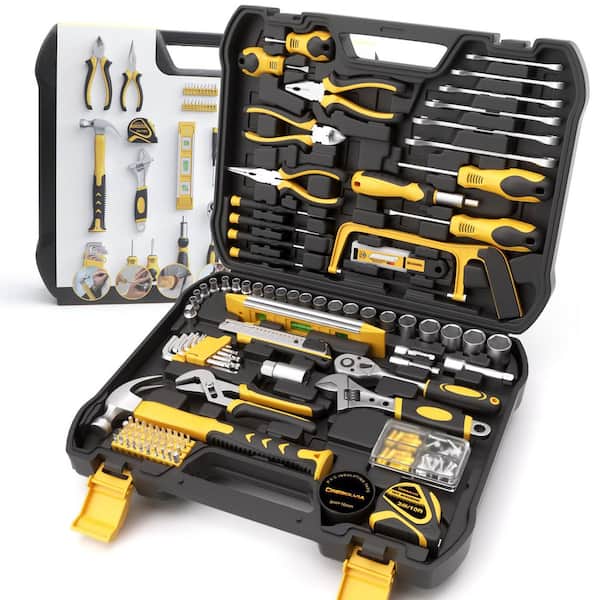 Laybus 199-Piece Yellow Basic Household Auto Repair Tool Set with