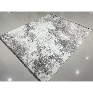 Ivory/Beige 7 ft. x 9 ft. Hand-Knotted Wool Transitional Modern Area Rug