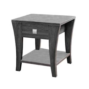 22 in. Height Gray Wooden End Table with Swooping Curled Legs