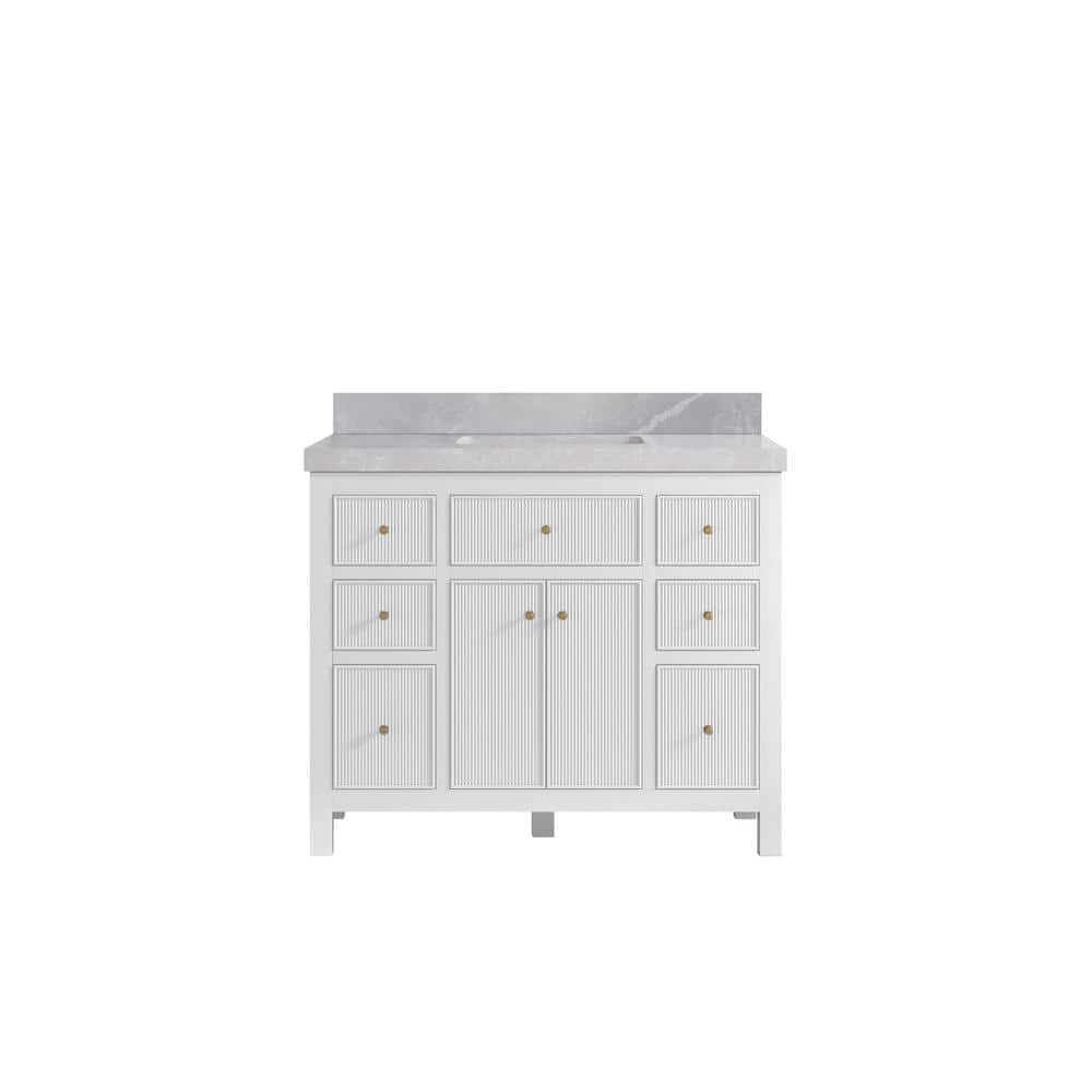 "Sonoma 42 in. W x 22 in. D x 36 in. H Bath Vanity in White with 2"" Pearl Gray Quartz Top" price history on PriceWatchPro