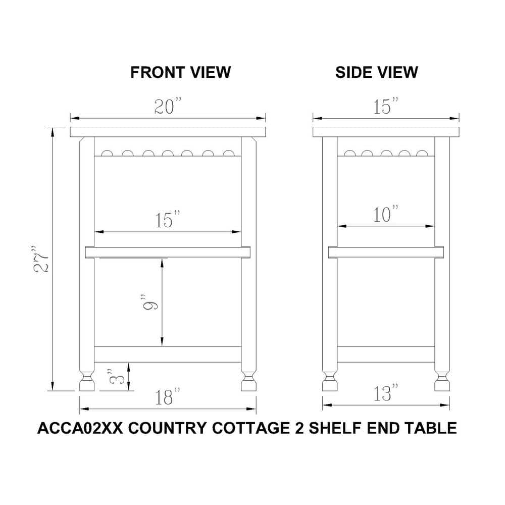 Rustic White Antique Finish 2-Shelf Wood End Table