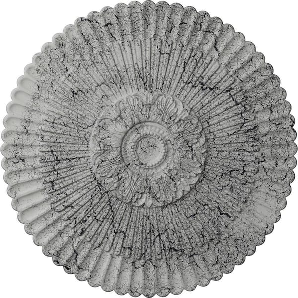 Ekena Millwork 1-5/8 in. x 41 in. x 41 in. Polyurethane Nexus Ceiling Medallion, Ultra Pure White Crackle