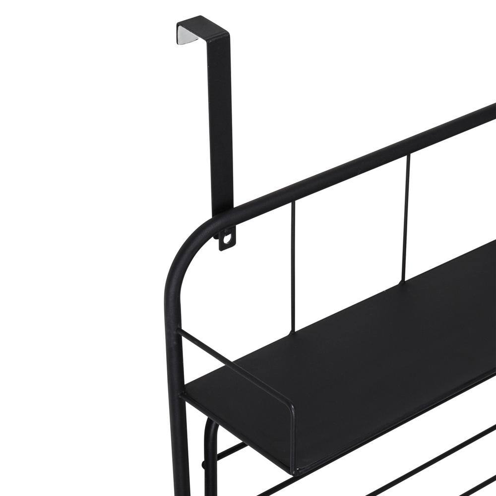 Black Steel Over-the-Door Folding Drying Rack with Shelf