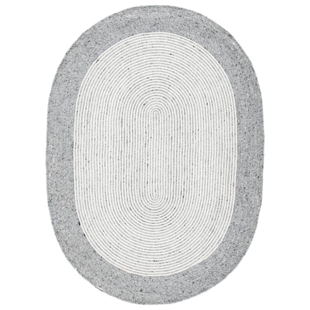 Braided Gray/Ivory 3 ft. x 5 ft. Striped Oval Area Rug price history on PriceWatchPro