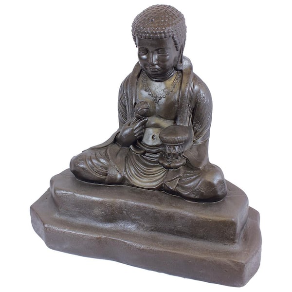 Emsco 24 in. Bronze Color Meditating Buddha Lawn and Garden Statue