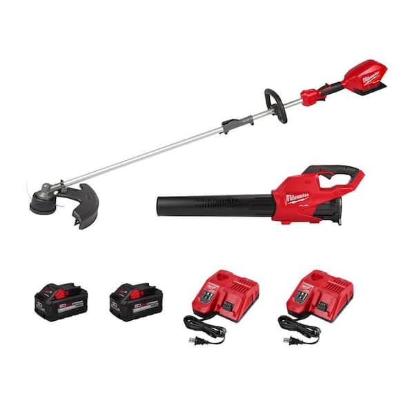 Milwaukee M18 FUEL 18V Lithium-Ion Brushless Cordless QUIK-LOK String Trimmer/Blower Kit w/ (2) 8Ah Batteries & (2) Rapid Chargers