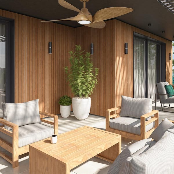 Fernbrooke 52 in. Indoor/Outdoor Brown Oak Ceiling Fan with Adjustable White Integrated LED and Remote Control