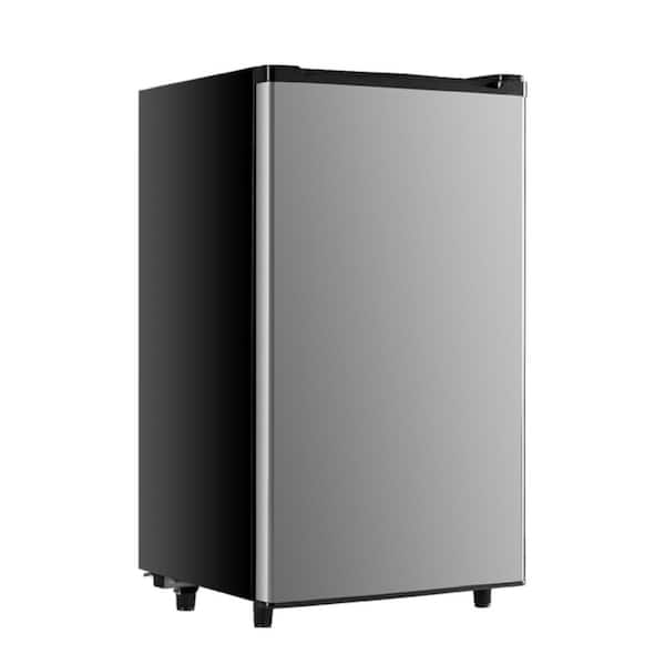Relyblo 3.2 cu. ft. Manual Push Button Defrost Mini Upright Freezer in Silver, Small Fridge with Freezer