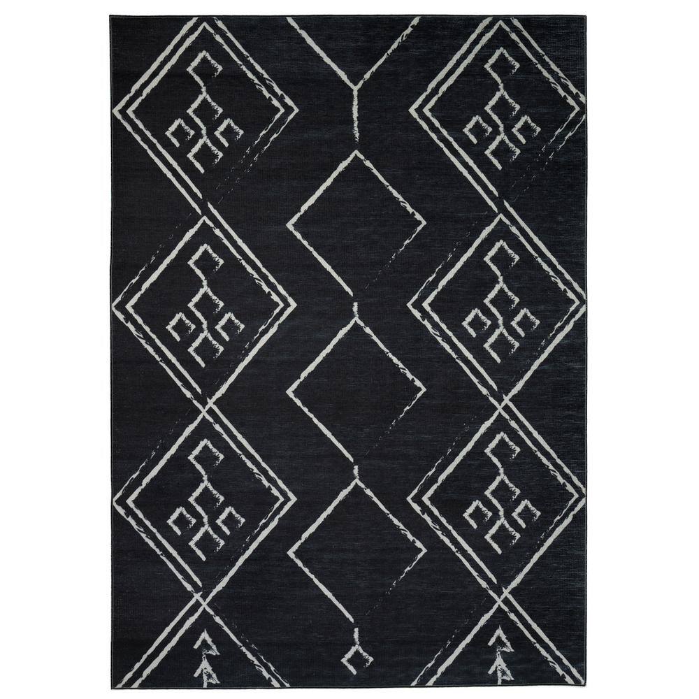 Aspen Black Creme 10 ft. x 14 ft. Machine Washable Tribal Moroccan Bohemian Polyester Non-Slip Backing Area Rug price history on PriceWatchPro