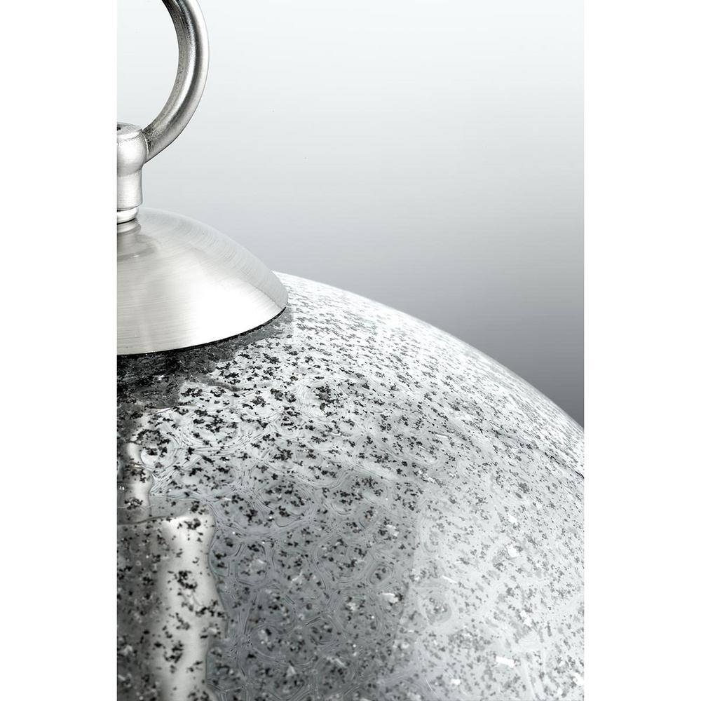 Malbec Brushed Nickel 14" Globe Pendant with Clear Textured Glass