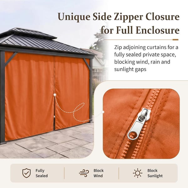 Kimunuk 10 ft. x 12 ft. Universal Outdoor Privacy Curtains, Gazebo