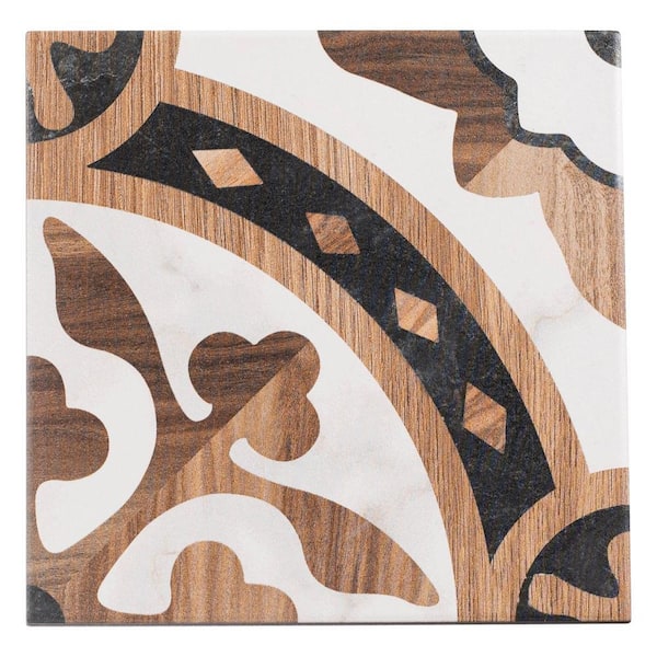 Istanelle Marmara Brown 8 in. Encaustic Patterned Matte Porcelain Wall and Floor Tile (8.17 sq. ft./Case)