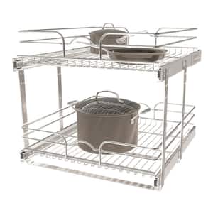 Chrome Kitchen Cabinet Pull Out Shelf Organizer, 21 x 22 in.