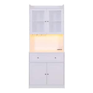 Tall Buffet Cabinet with Storage Freestanding Liquor Cabinet Bar with 1-Drawer for Kitchen in White