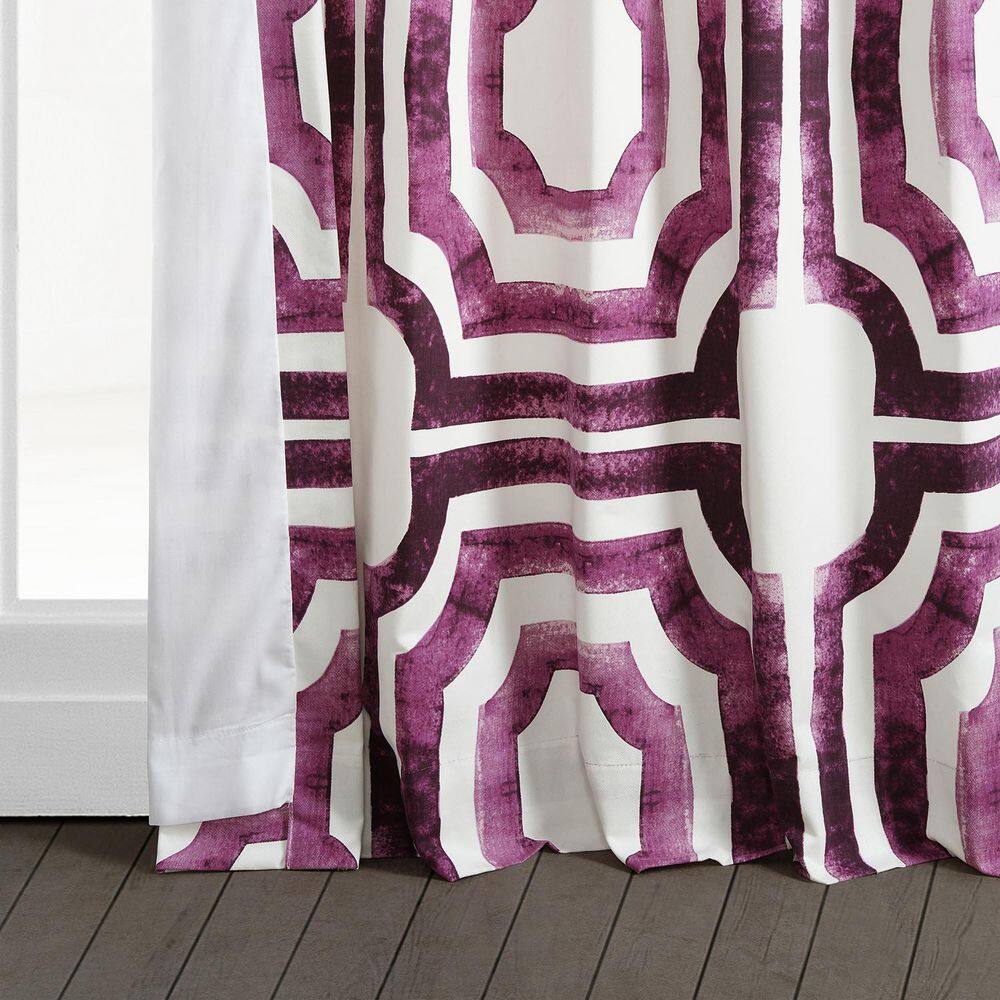 Mecca Pink Geometric Cotton Room Darkening Curtain Panel