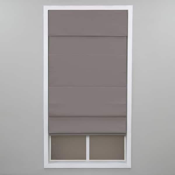 Gray Cordless Room Darkening Poly/Cotton Classic Roman Shade 27 in. W x 64 in. L
