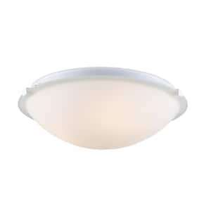Neptune 15 in. 3-Light White Flush Mount Ceiling Light Fixture with Frosted Glass Shade