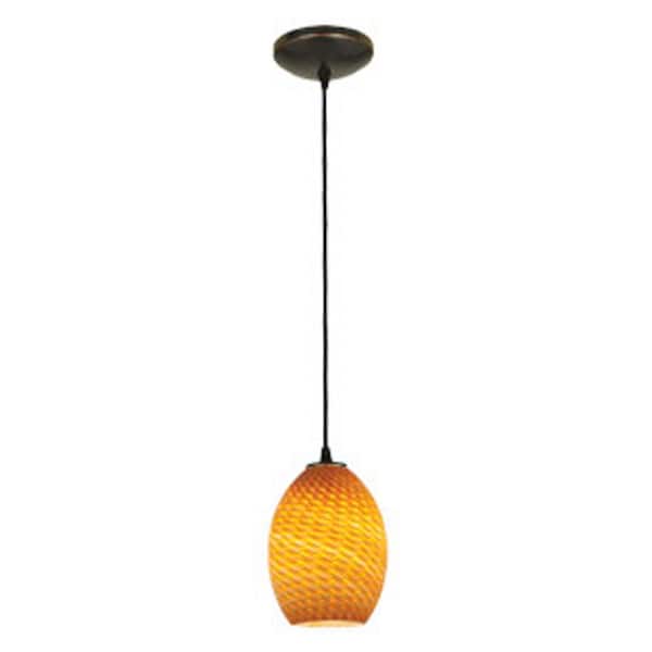 Access Lighting Brandy FireBird 1-Light Oil Rubbed Bronze Shaded Pendant Light with Glass Shade