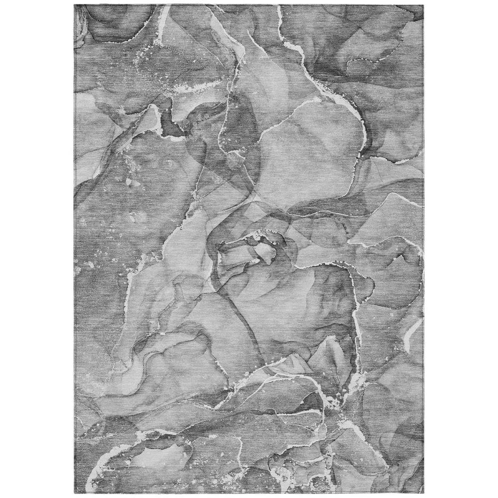 Gray and Ivory 5 ft. x 8 ft. Woven Abstract Polyester Rectangle Indoor/Outdoor Area Rug price history on PriceWatchPro