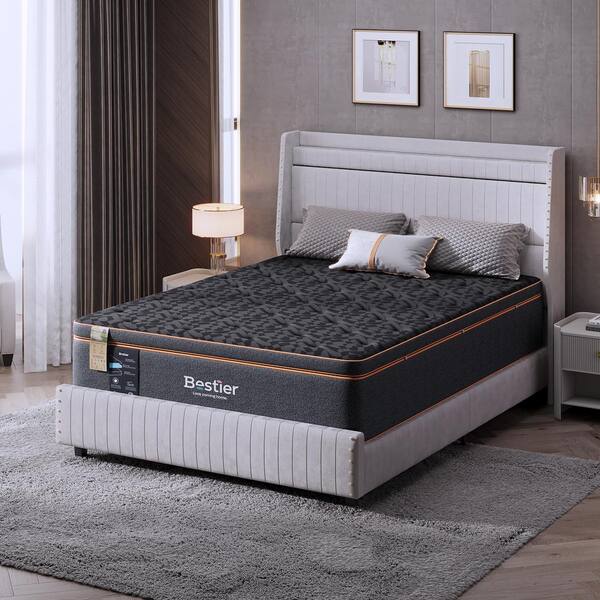 Bestier 12 in. King Medium Memory Foam 12 in. Bed in a Box Mattress B900193B BLK
