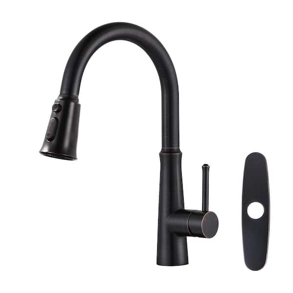 ALEASHA Single Handle Pull Down Sprayer Kitchen Faucet in Oil Rubbed Bronze