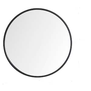 32 in. W x 32 in. H Small Round Steel Framed Wall Bathroom Vanity Mirror In Black