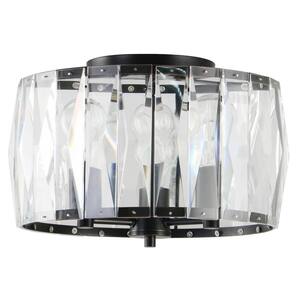 Wesbourne 3-Light Black Flush Mount with Clear Glass Crystal Shade
