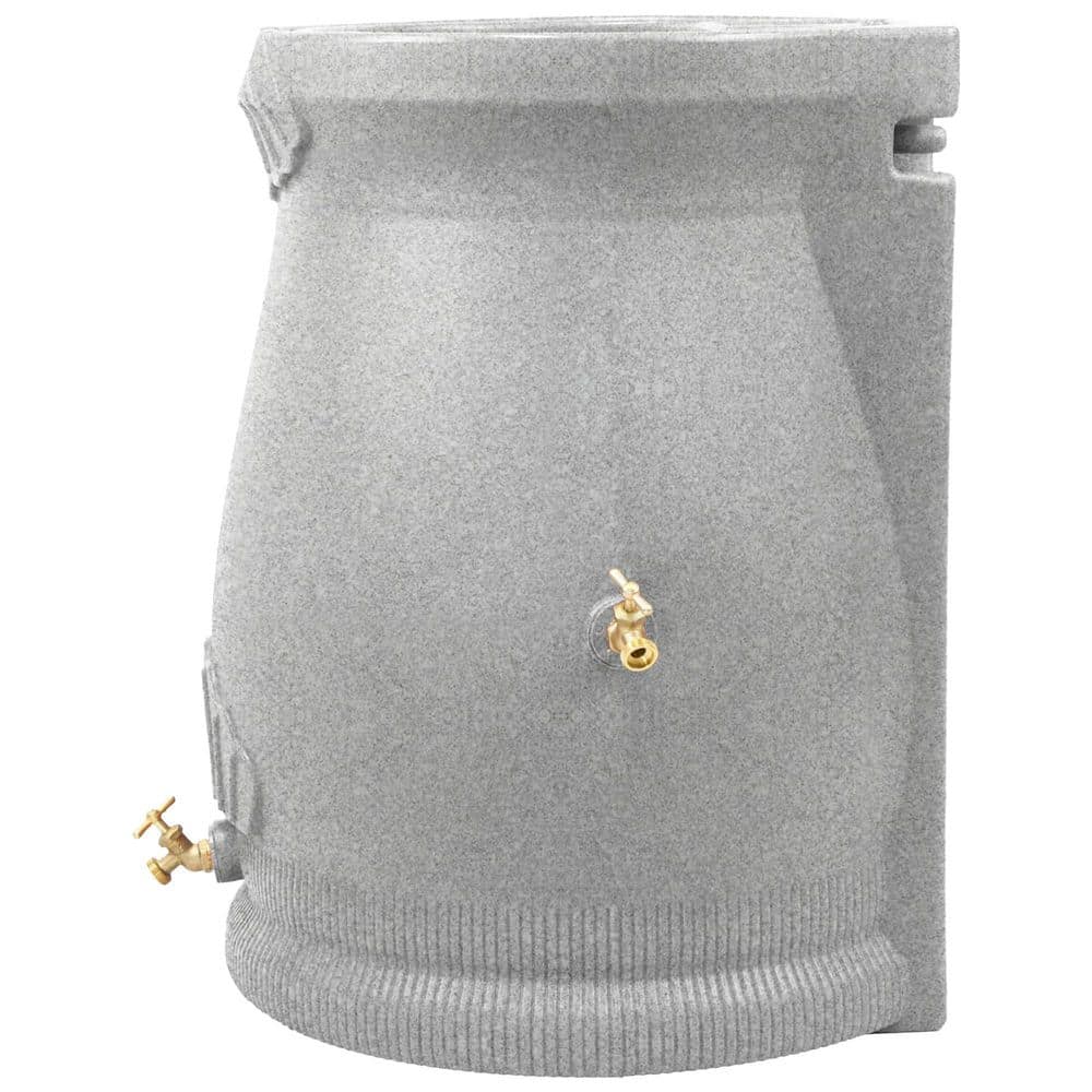 Light Granite 50 Gallon Plastic Rain Barrel with Planter