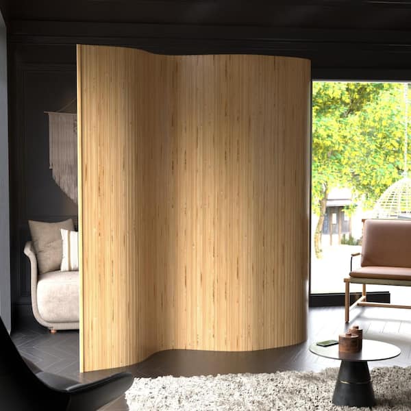 Red Lantern 7 ft. Tall Reversible Bamboo Wave Screen - Burnt