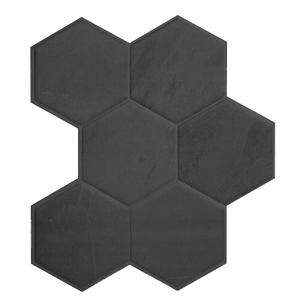 smart tiles Hexa Walton Dark Grey 9.56 in. x 10.61 in. Vinyl Peel and Stick Tile (1.96 sq. ft./4-Pack)