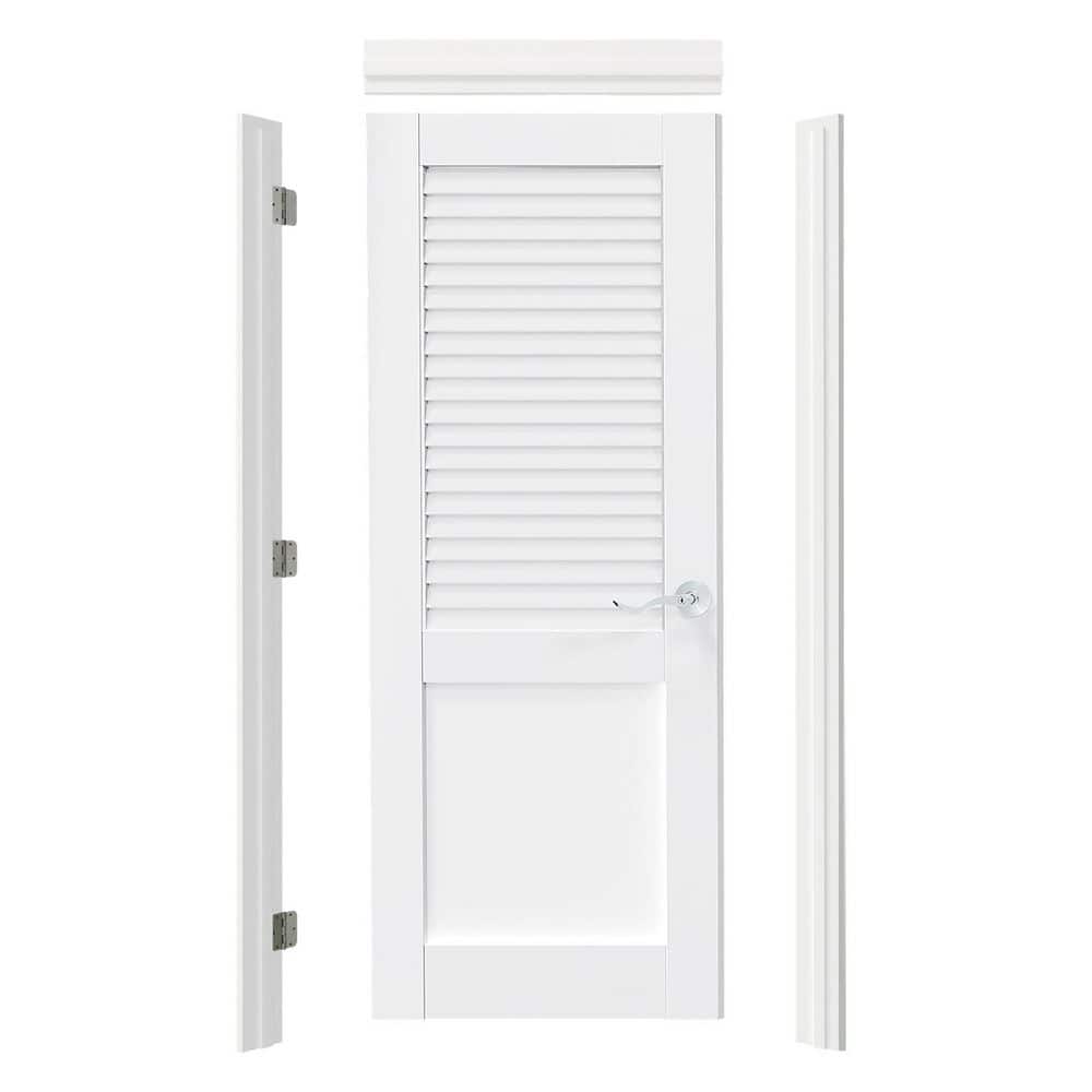 30 in. x 80 in. Louvered-Top Panel, White Composite Prehung Interior Door Left-Handed with Quick Assemble Jamb & Handle price history on PriceWatchPro