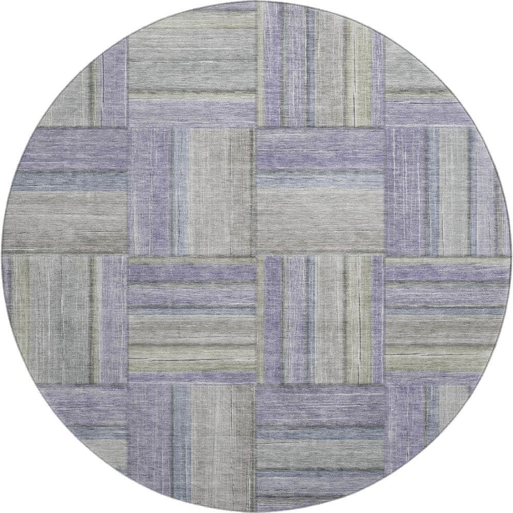 Mayfield Premium Machine Washable Abstract AMF2285 Purple 8 ft. x 8 ft. Round Rug price history on PriceWatchPro