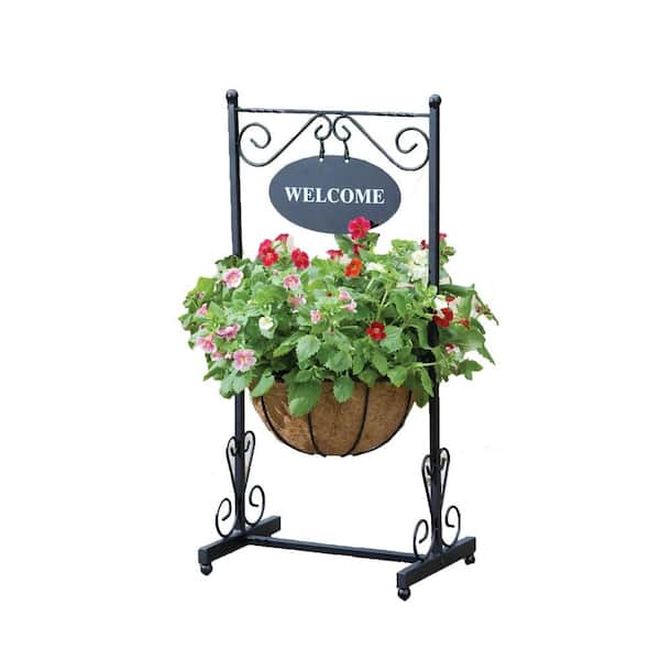 Rainbow Garden Products 17 in. Metal Blacksmith Welcome Planter
