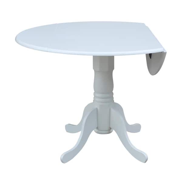 International Concepts 42 In Pure, 42 Round Drop Leaf Pedestal Dining Table International Concepts