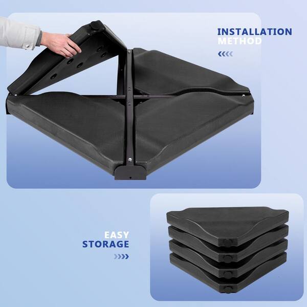 4-piece cantilever offset patio umbrella base stand w/ carry handles Heavy-Duty 4-Piece Umbrella Base Weights