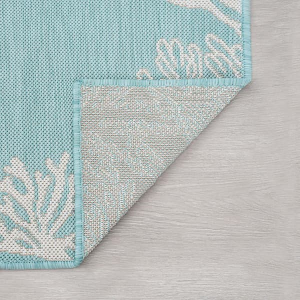 アクアドエア7 10本 Tayse Rugs Eco Coastal Aqua 8 ft. x 10 ft. Indoor/Outdoor Area Rug