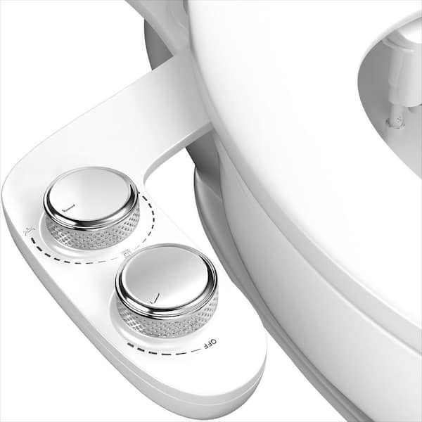 Bidet Attachment for Toilet, Self-Cleaning Dual Retractable Nozzles Bidet for Hygienic Rear and Feminine Wash, White