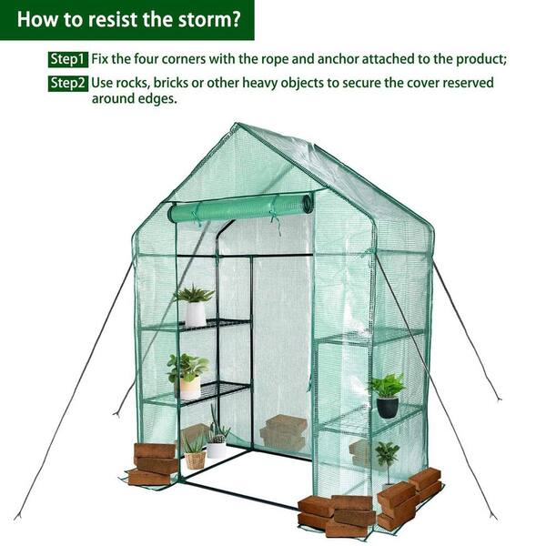 OGETFUUR 56 in. W x 30 in. D x 76 in. H Greenhouse, Portable Walk