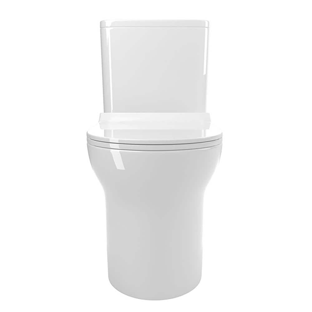 Glossy White Ceramic Elongated One-Piece Toilet with Dual Flush