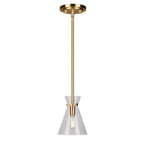 Beaker 1-Light Soft Gold Mini Pendant with Clear Glass