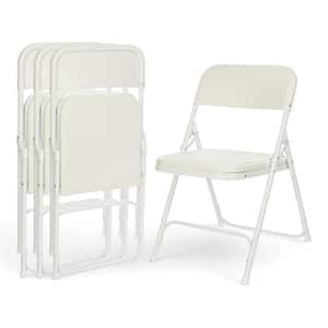 Lucille Collection Ultra Light Plastic Card Table Folding Chair, Bright White, Pack of 4
