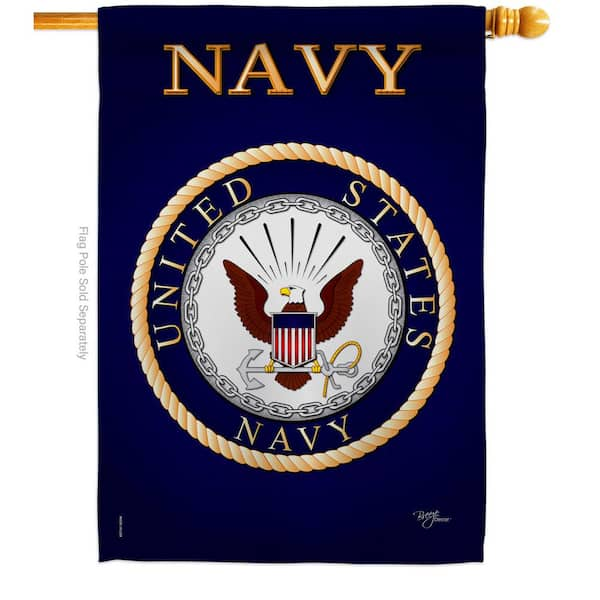 Breeze Decor 28 in. x 40 in. Navy House Flag Double-Sided Armed Forces Decorative Vertical Flags