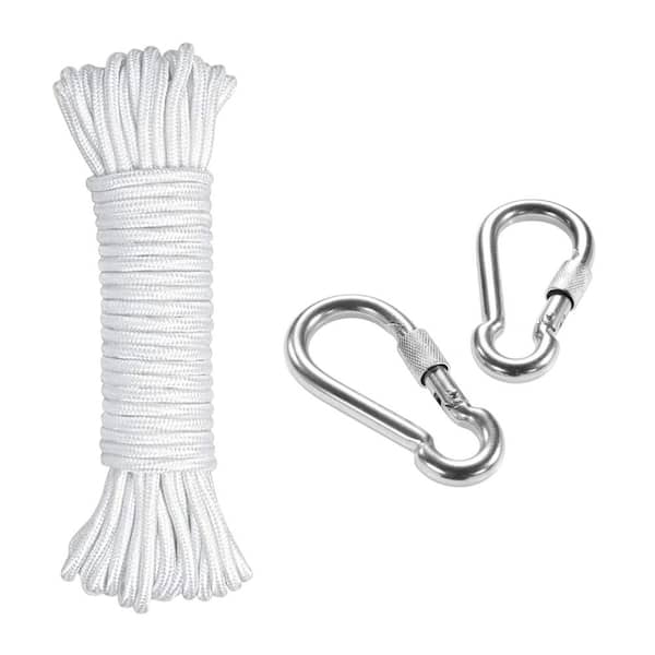 5/16 in. Heavy Duty Polyester Flagpole Rope Kit Steel Core UV Resistant Halyard with 2-Stainless Clips