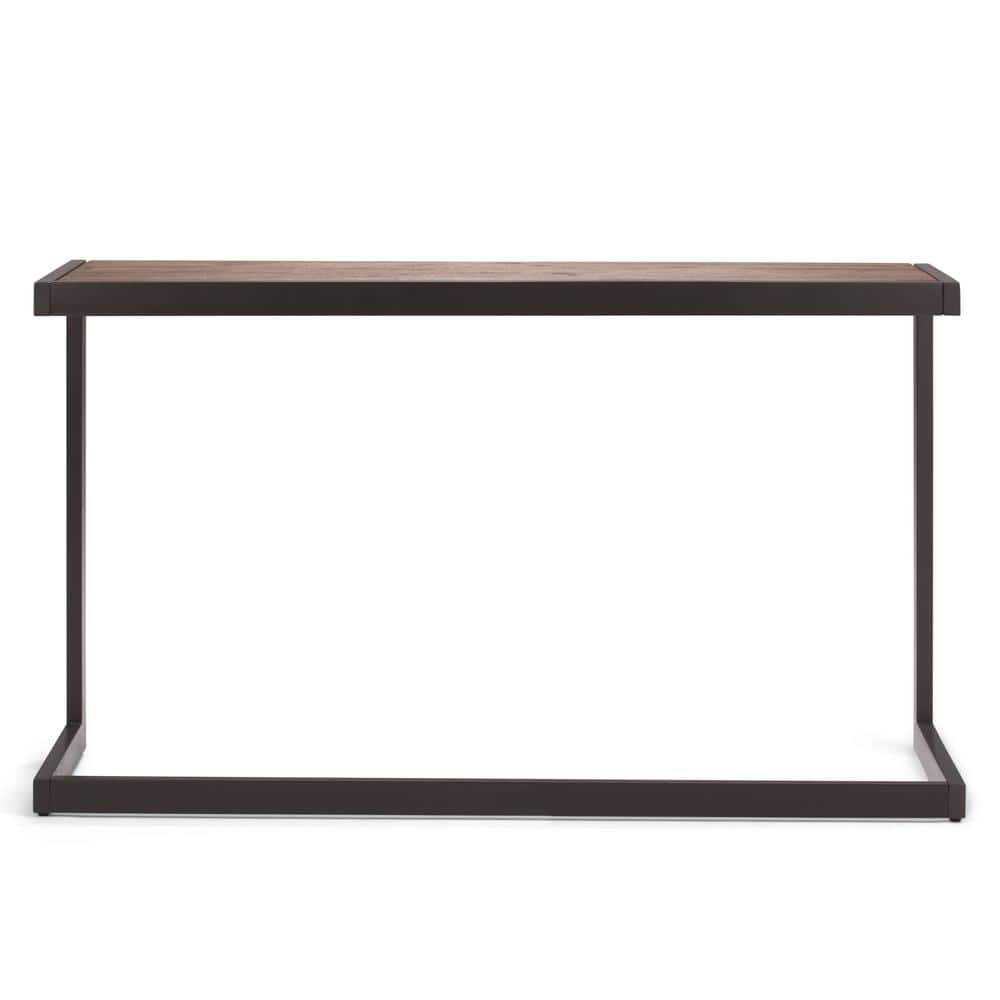 Erina 52" Rustic Natural Aged Brown Solid Acacia & Metal Console Table