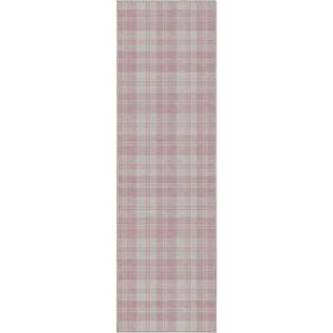 Pink 2 ft. 3 in. x 7 ft. 3 in. Runner Apollo Plaid Farmhouse Geometric Area Rug