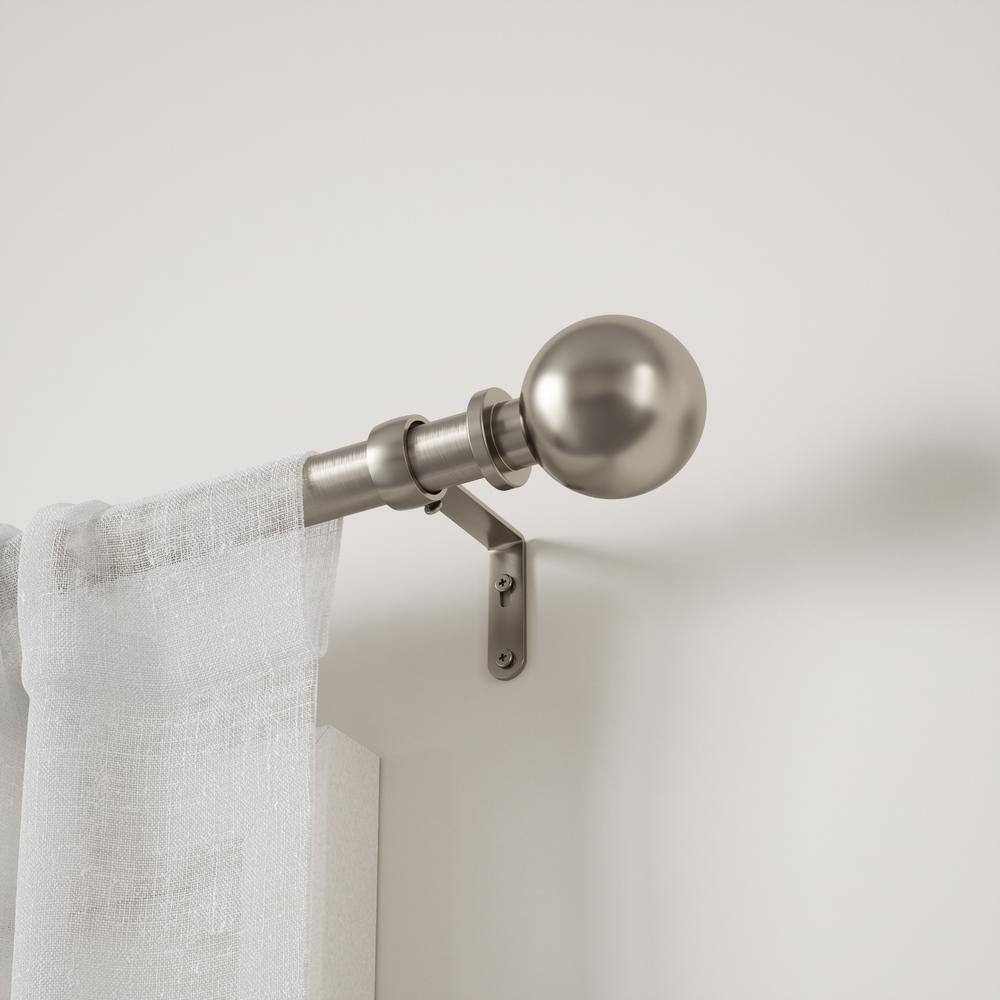Silver Nickel Adjustable Curtain Rod with Ball Finials