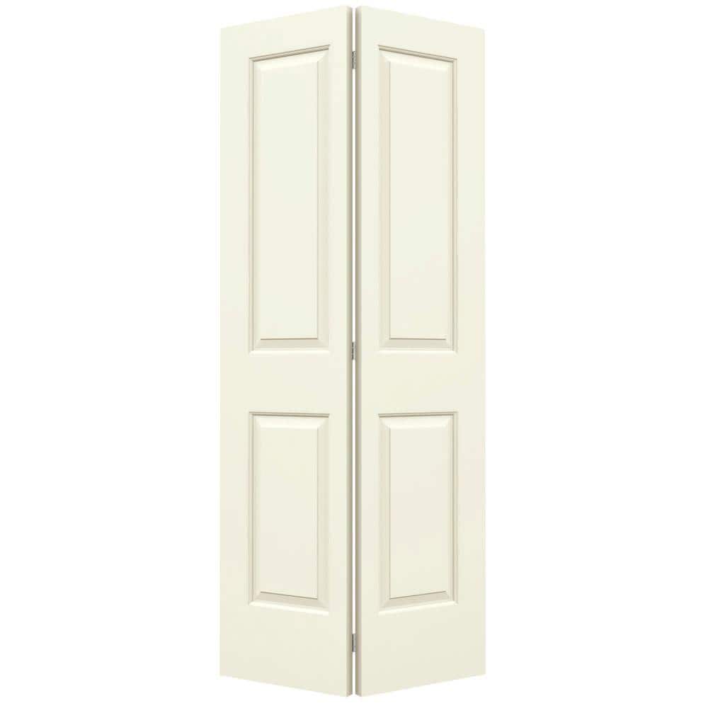 JELD-WEN 36 in. x 80 in. Cambridge Vanilla Painted Smooth Molded Composite Closet Bi-fold Door, White -  O85691